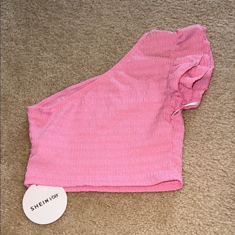 SHEIN Vibrant Pink One-Shoulder Top